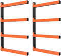 NANANARDOSO Wall Mount Wood Organizer and Lumber Storage,Heavy Duty Metal Shelf with 4-Level,Lumber Metal Racks for Indoor and Outdoor Use,2 Pack