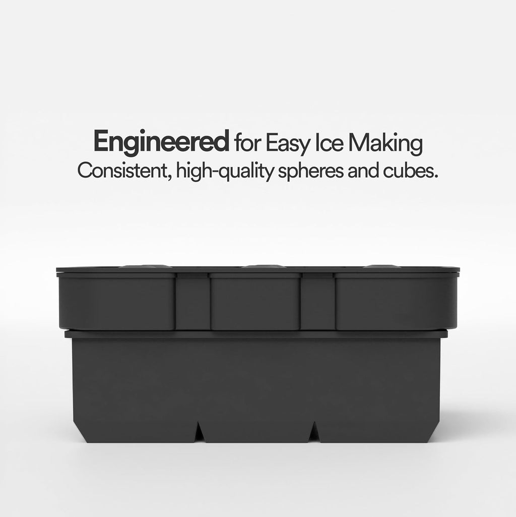 glacio Silicone Ice Cube Trays – Large Silicone Molds for 2-Inch Ice Cubes and Spheres Whiskey Ice Cube Trays with Lids for Cocktails & Bourbon – Set of 2