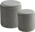 Round Set of 2 Ottoman with Storage-Upholstered Velvet Vanity Stool for Makeup Multifunctional Ottomans Coffee Table Padded Seat Foot Rest for Living Room&Bedroom (Ligth Grey)