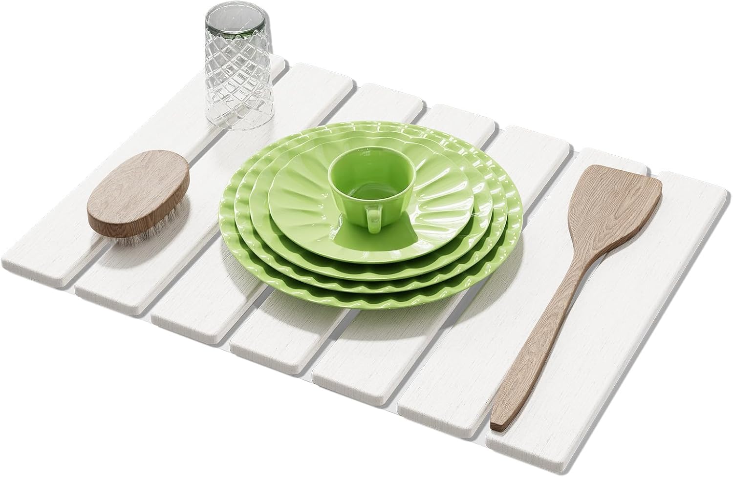 Large Stone Dish Drying Mats for Kitchen Counter,15.5''x11.8'' Foldable Quick Dry Stone Mat Kitchen,Eco-Friendly,Absorbent Diatomaceous Earth Mats for Dishes Bottles Cups Bathroom Any Countertop-White