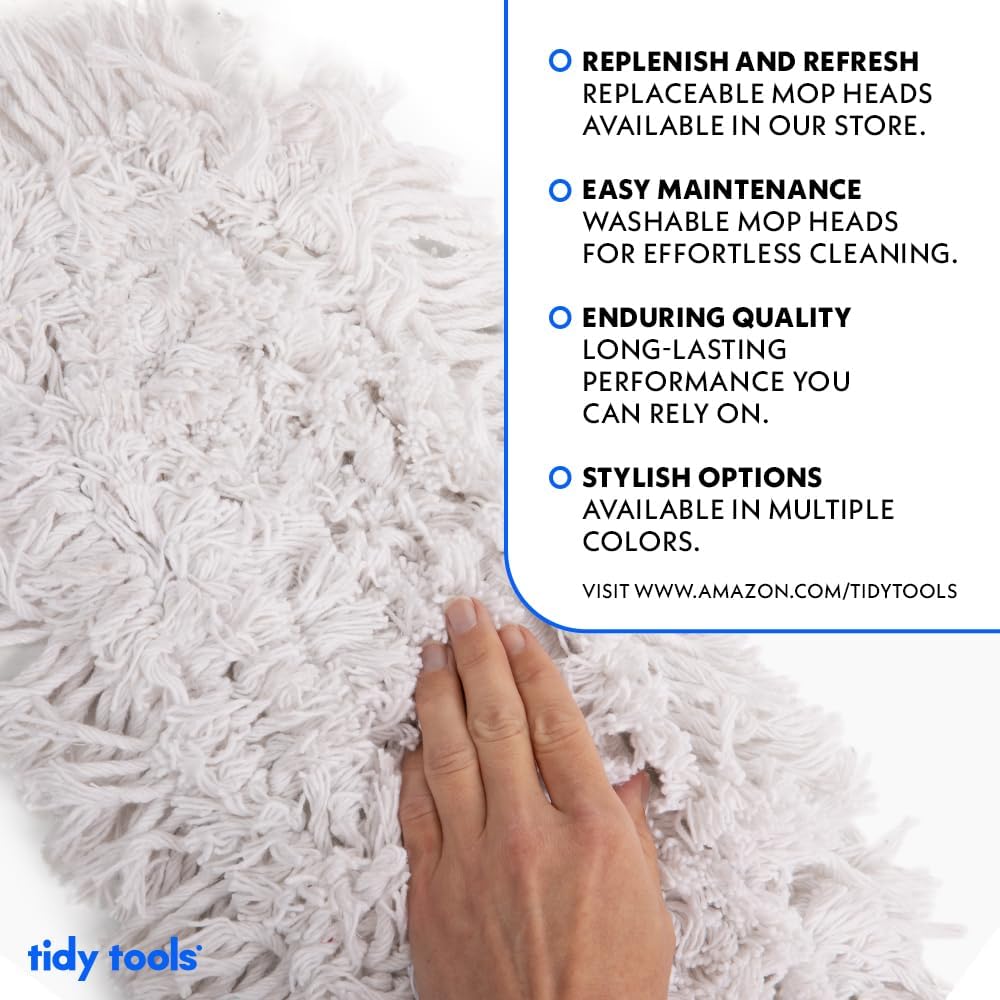 Commercial Dust Mop – 60 Inch Floor Sweeper for Hardwood, Reusable Cotton Mop Head, Extendable Handle, Dry Mop for Floor Cleaning & Janitorial Supplies