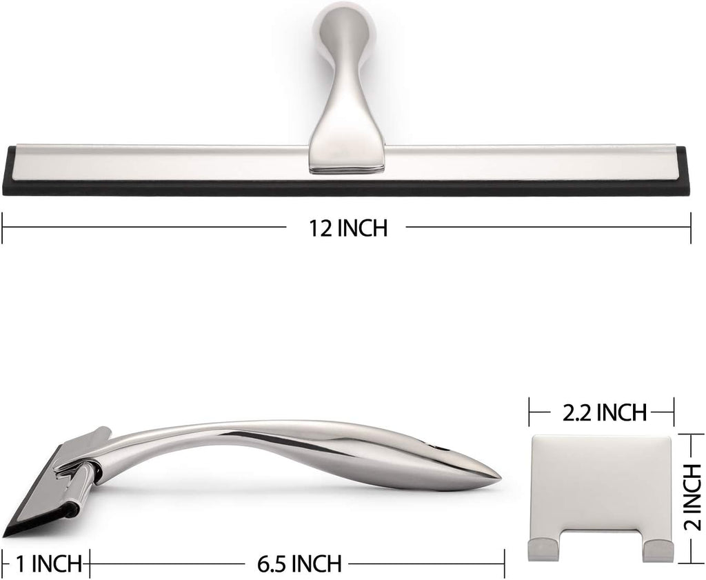 Hiware All-Purpose Shower Squeegee for Shower Doors, Bathroom, Window and Car Glass - Stainless Steel, 12 Inches