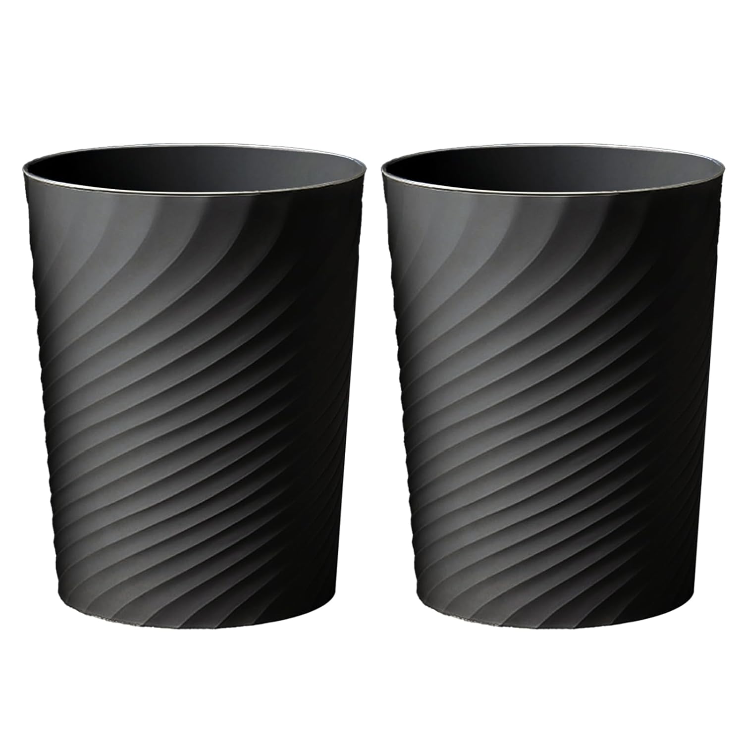 2 Pcak Small Bathroom Trash Can 1.8 Gallon Waste Basket Garbage Can for Bedroom Office Kitchen, Black