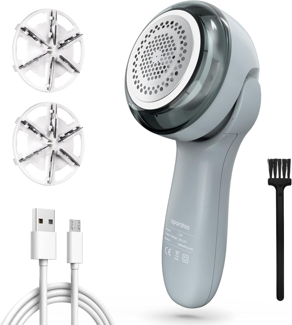 Fabric Shaver, Electric Lint Remover Shaver with 6-Leaf Blades, 2 Speeds Sweater Shavers to Remove Pilling with 3 Blades, Rechargeable Fabric Pill Shaver Fuzz Remover for Clothes Furniture Couch