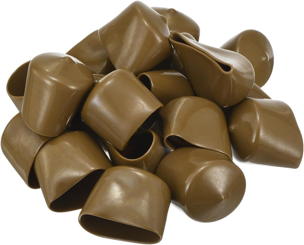 uxcell 20pcs Rubber End Caps 36mm ID Vinyl PVC Round Tube Bolt Cap Cover Screw Thread Protectors Light Brown