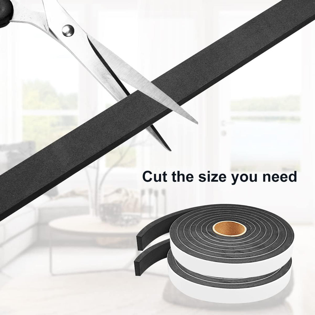 2 Rolls Weather Stripping Door Seal, 3/4'' W x 3/8'' T Foam Tape Close Cell, Single Sided Weather Strip for Door or Window, (Total 16.5 Feet Long)…