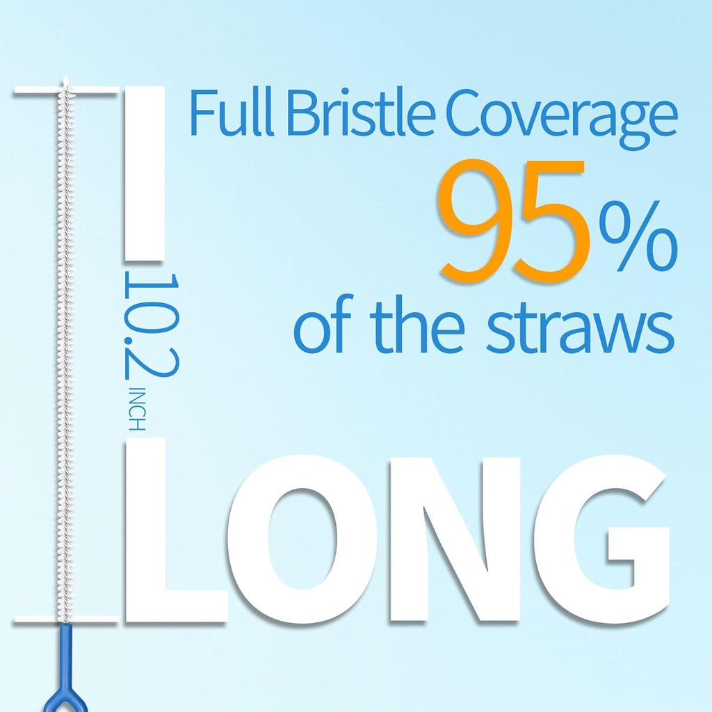 6 Pack Straw Cleaner Brush - 12.6 Inch Extra Long Straw Cleaners Different Sizes and Comfortable Handle for Metal and Plastic Reusable Drinking Straws,Bottle,Cup,Tube - Blue