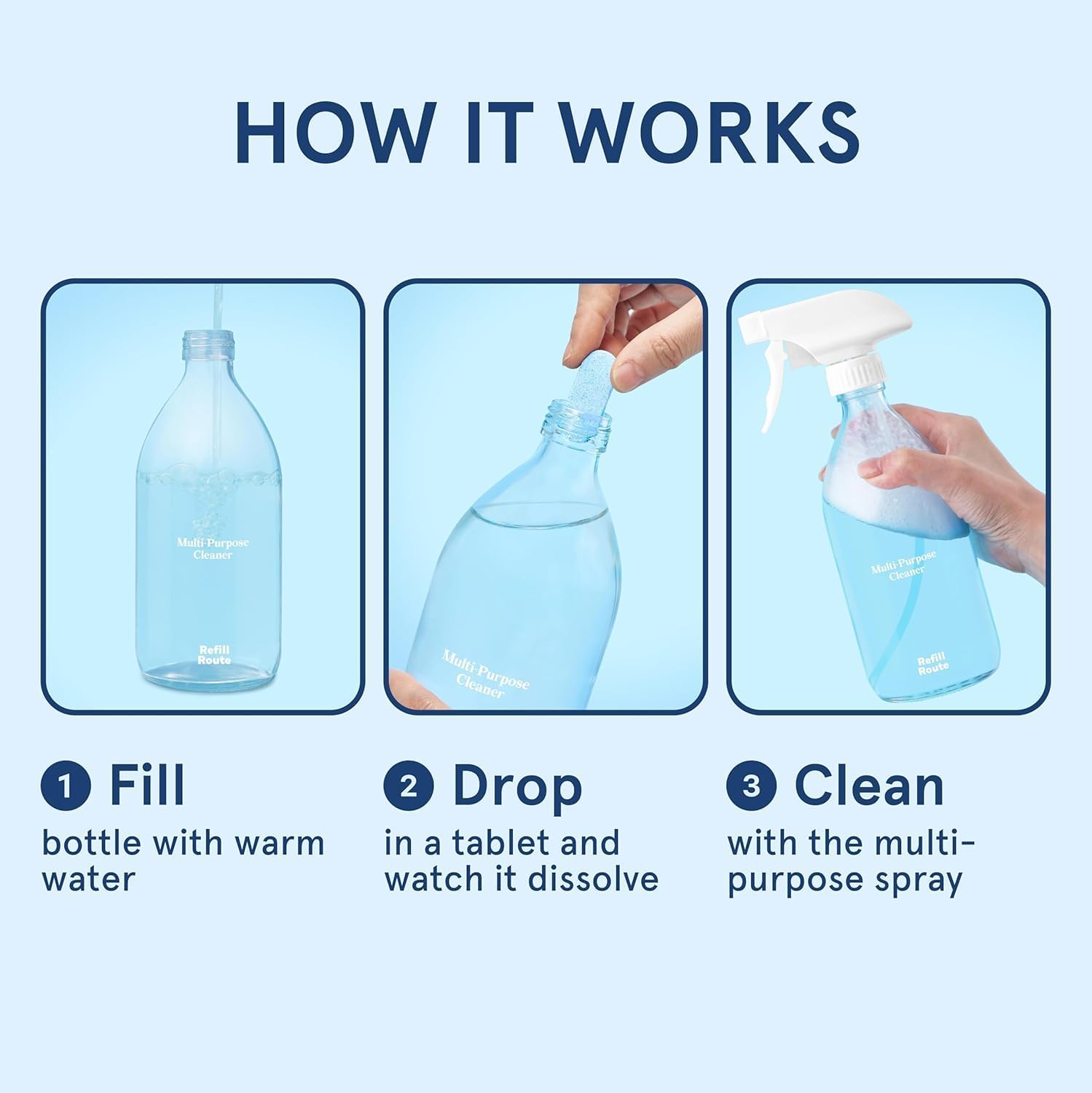 Multi-Surface Cleaner Refills -Daily All Purpose Cleaning Tablet 12 Packs - 192 fl oz total (makes 12x 16 fl oz bottles of spray cleaner) - Plant-Based Home & Kitchen Cleaner - Ocean Breeze Fragrance