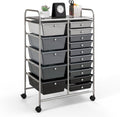 GOFLAME 15-Drawer Rolling Storage Cart, Multipurpose Movable Organizer Cart, Utility Cart for Home, Office, School, Gray Gradient