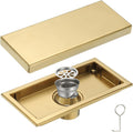 uxcell Rectangular Shower Drain, Brushed 304 Stainless Steel Odor-Proof Floor Drain Linear Shower Drain Hair Catcher for Bathroom Kitchen and Laundry Room(8 Inch, Gold)