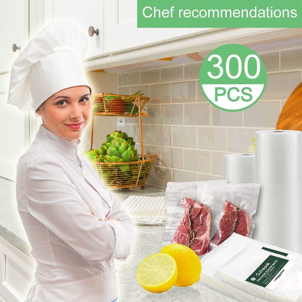 O2frepak 300 Count 6x10 Pint Vacuum Sealer Bags with BPA Free and Heavy Duty, Vacuum Seal Food Sealer Bags,Great for Food Storage Vaccume Sealer PreCut Bag