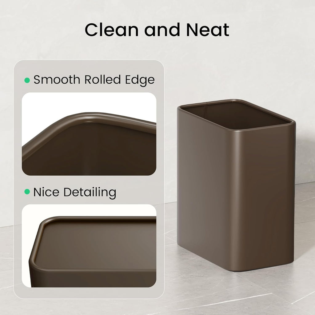 Cesun Small Bathroom Trash Can, 2.1 Gallons, Open-Top, Brown Metal, Stainless Steel, Modern, Ideal for Bathroom, Bedroom, Home Office,Toilet, Rv,Near Desk, Under Sink