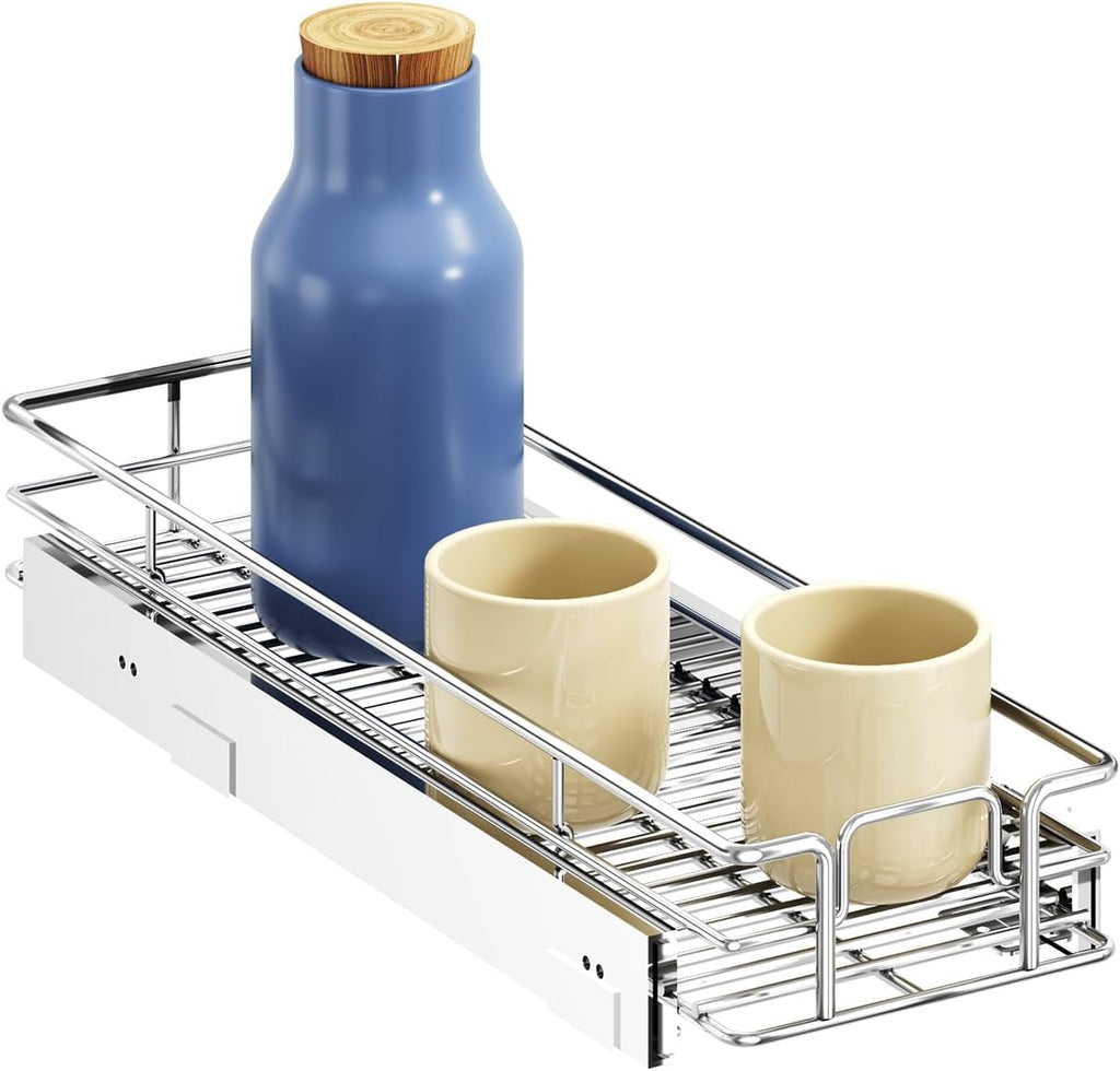 ROOMTEC Pull Out Cabinet Organizer, Cabinet Pull Out Shelves 7½" W x 21½" D, Heavy Duty Cabinet Drawers Slide Out Kitchen Cabinet Organizers Storage Shelf