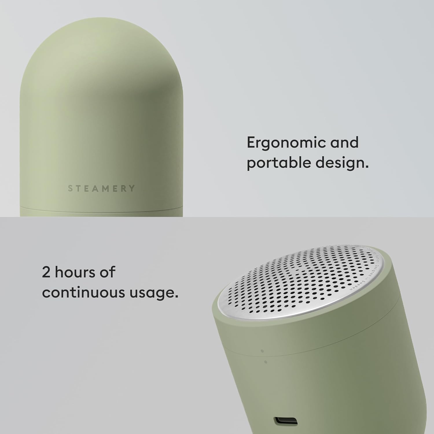 Steamery Fabric Shaver Pilo 2, Removes Lint and Pilling from Clothes and Textiles, Rechargeable Lint Remover with USB, Green