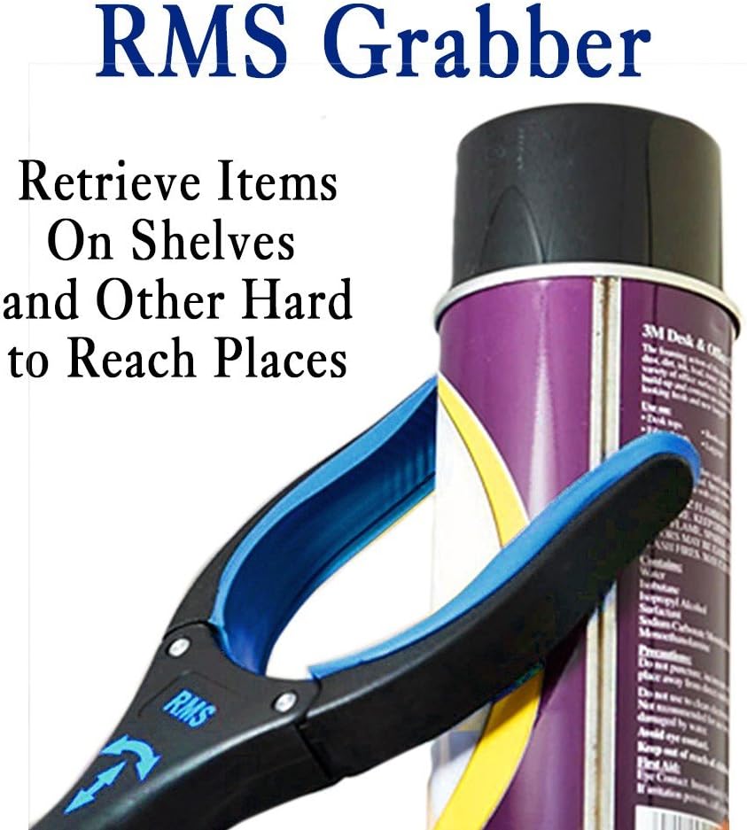 RMS 2-Pack 32 Inch Extra Long Grabber Reacher with Rotating Jaw - Mobility Aid Reaching Assist Tool (Blue)