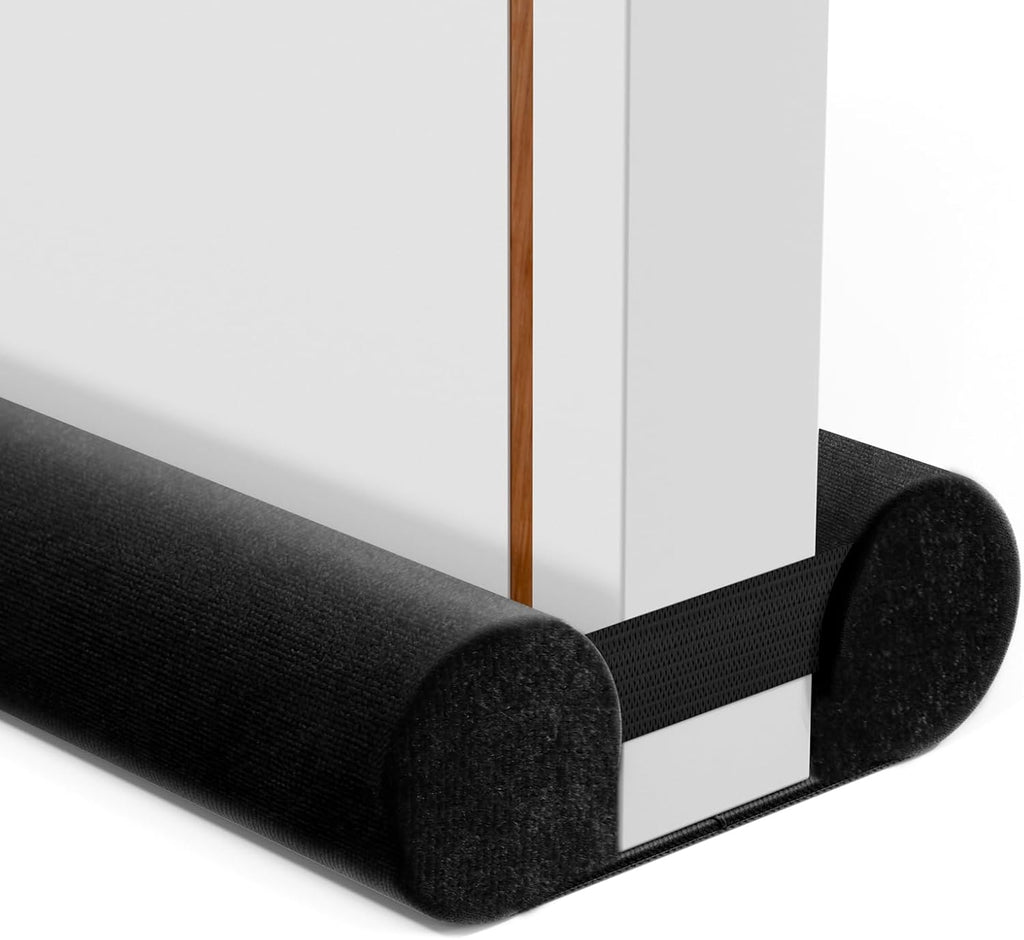Door Draft Stopper for Bottom of Door, Under Door Gap Filler/Seal for Big Gap, No Folding Required, Flexible Installation Door Sweep soundproofing Strip for Home & Apartment, 32-36in, Black