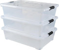 50 Quart Wheeled Latching Storage Box, Stackable Bin with Latch Lid, Plastic Container to Organize Shoes Underbed (3 Pack)