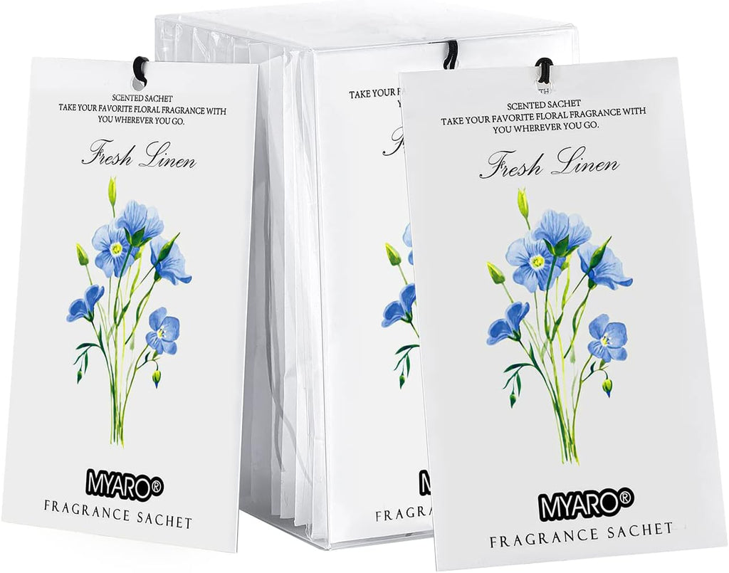 MYARO 12 Packs Linen Scented Sachets for Drawer and Closet, Long-Lasting Sachets Bags Air Freshener Fresh Scents, Potpourri Bags Home Fragrance for Lover