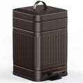 CEROELDA Small Trash Can with Lid-5L/1.3 Gal,Stainless Steel Outdoor Dog Poop Garbage Can-Farmhouse Retro Metal Waste Bin w/Step Pedal for Bathroom Bedroom Office-Soft Close-Brown