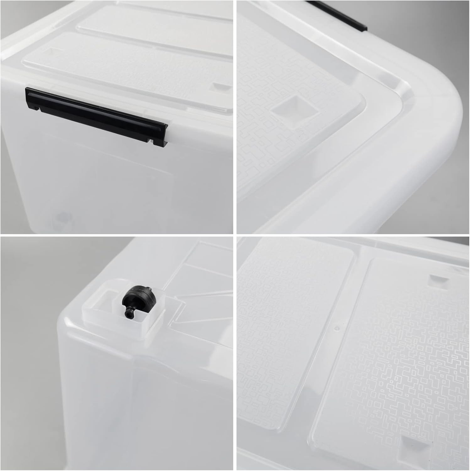 4 Packs 70L Large Plastic Storage Container with Wheels and Latching Lid, Stackable Storage Containers Bin, Clear