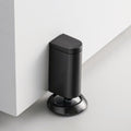 Windproof Magnetic Door Stoppers, 0-0.78" Stroke Mechanical Doorstop, No-Hole Flooring Door Suction with 3M Strong Adhesive and Screws, Black, 1 Pack