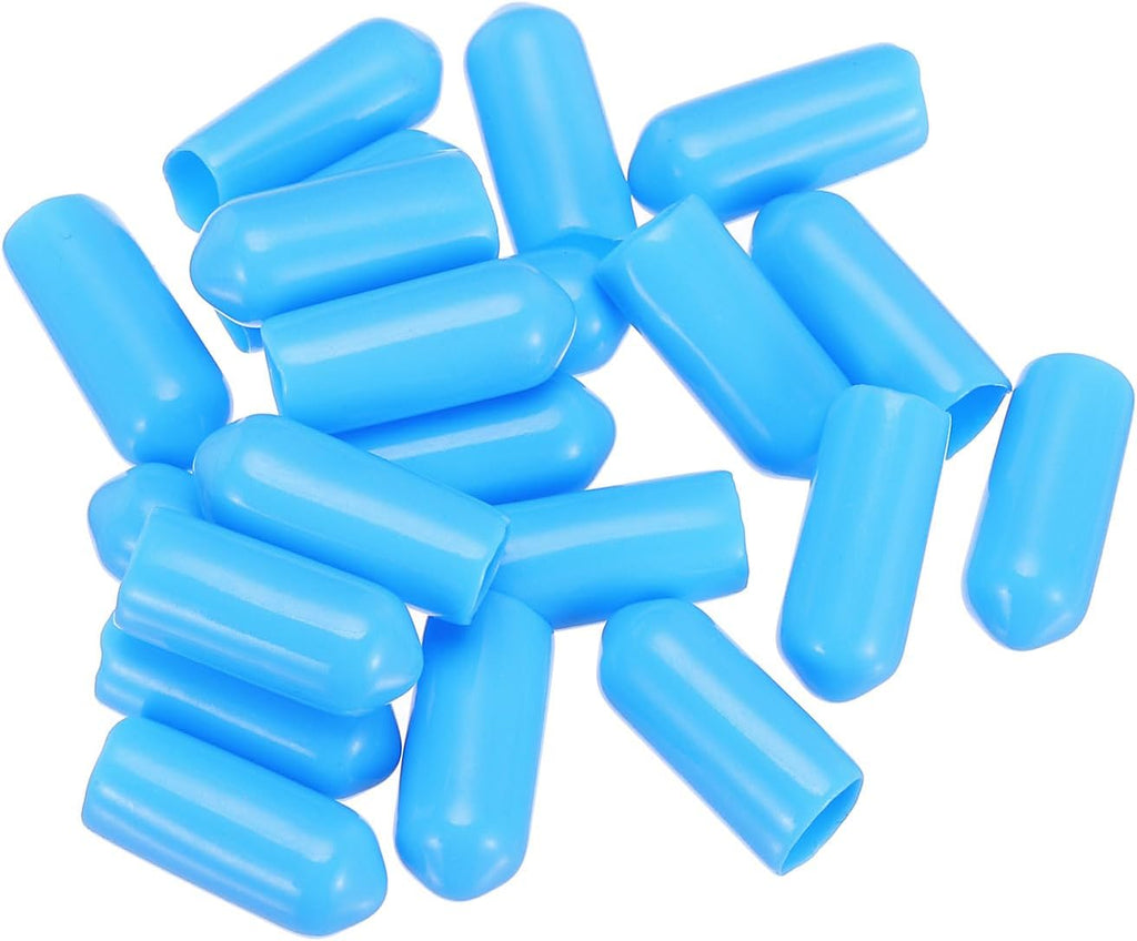 uxcell 20pcs Rubber End Caps 6mm(1/4") ID Vinyl PVC Round Tube Bolt Cap Cover Screw Thread Protectors,Light Blue