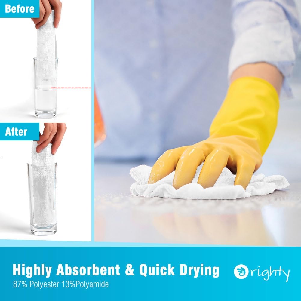 Orighty Cleaning Cloths Bulk, 150 Pack Shop Rags Reusable, Multi-Purpose Shop Towels for Cars, Microfiber Cleaning Rags for Automotive, Mechanic, Kitchen, Lint Free Towels 11.5’’ x 11.5’’, White