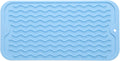 Silicone Dish Drying Mat for Multiple Usage,Easy clean,Eco-friendly,Heat-resistant Silicone Mat for Kitchen Counter or Sink,Refrigerator or Drawer Liner Light Blue S 12 inches x 6 inches
