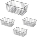 16inch Freezer Wire Storage Organizer Baskets, Household Refrigerator Bin with Built-in Handles for Cabinet, Pantry, Closet, Bedroom