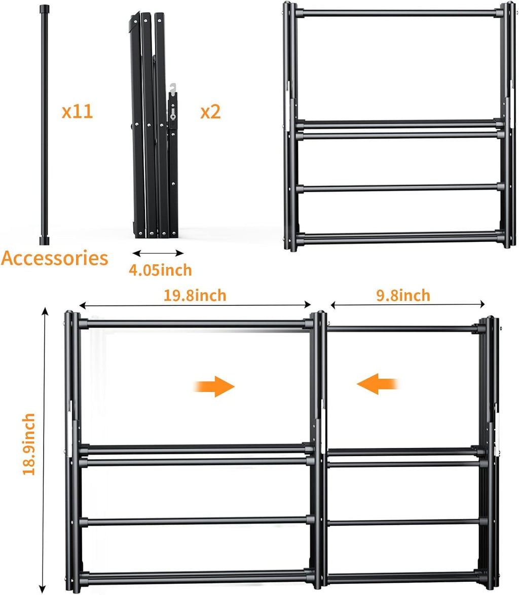 3 Tier Clothes Drying Rack,Foldable & Portable Clothing Drying Rack,Space-Saving Design, Indoor & Outdoor Laundry Rack for Drying Clothes,Metal Dryer Rack，Pure Black