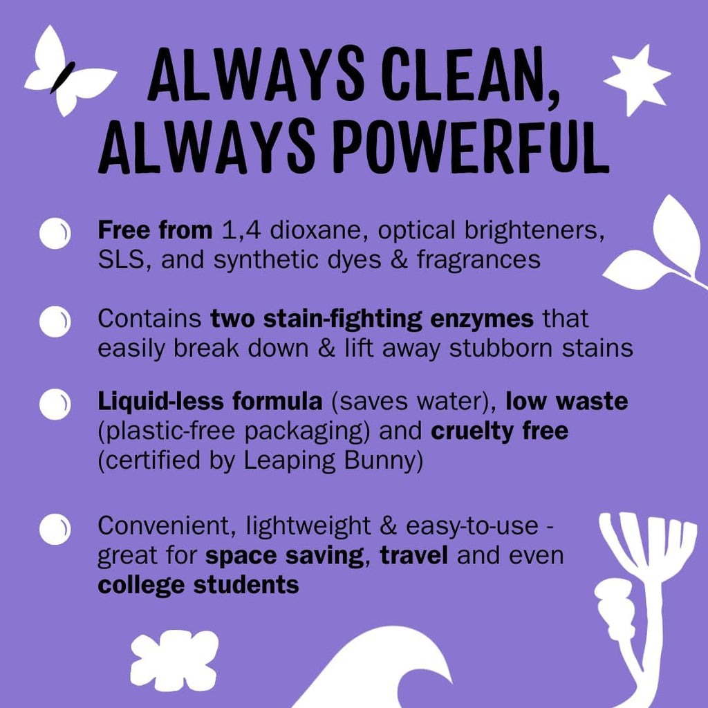 Molly’s Suds Laundry Detergent Sheets | Gentle on Sensitive Skin, Powerful Bio-Based Enzymes, Stain-Fighting | Liquidless & Plastic-Free Packaging | 70 Loads (Lavender)