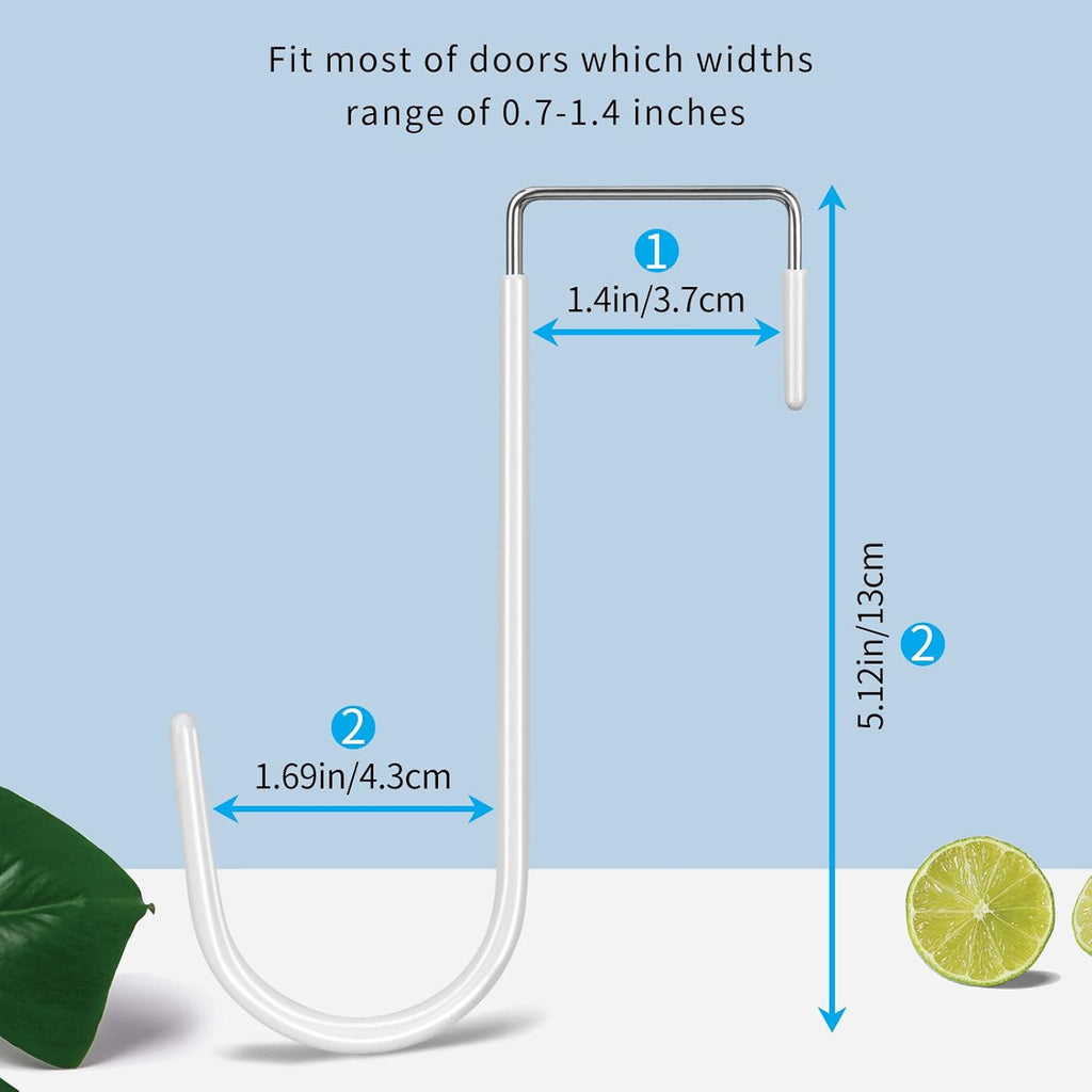 FYY Over the Door Hooks, 8 Pack Door Hangers Hooks with Rubber Prevent Scratches Heavy Duty Organizer Hooks for Living Room, Bathroom, Bedroom, Kitchen Hanging Clothes, Towels, Hats, Coats, Bags White
