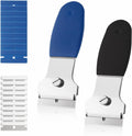 2 Pack Razor Blade Scraper, Multi-Purpose Cleaning Remover Tool, with 10 Metal & 10 Plastic Blades, for Glass Caulk, Adhesive, Wall, Stovetop, Paint, Window, Sticker, Tile, Label Decals