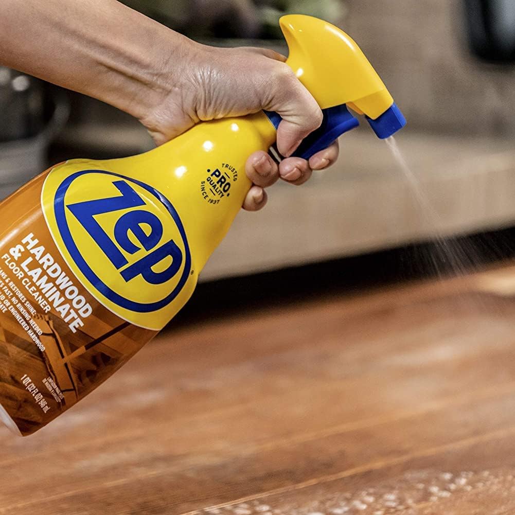 Zep Hardwood and Laminate Floor Cleaner - 32 Oz (Case of 4) - ZUHLF324 - Cleans Spots, Stains, and Scuffs while Restoring Shine on Hardwood, Laminate, Cabinet Doors, Crown Molding, and MORE