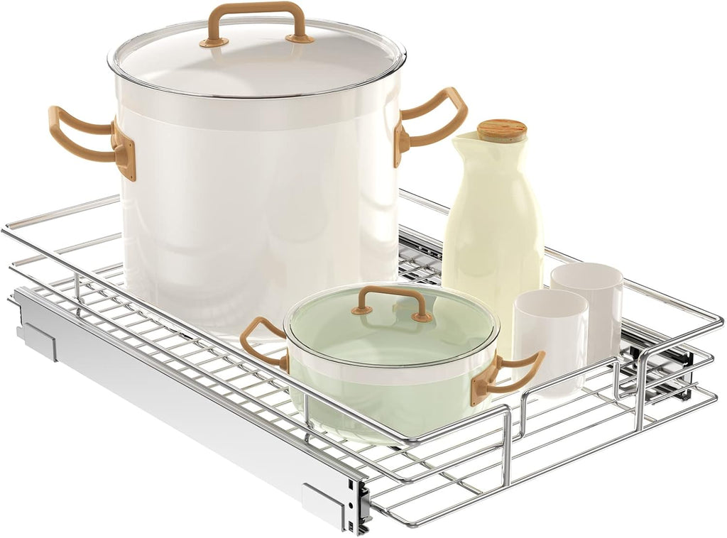 LOVMOR Pull Out Cabinet Organizer 15½" W x 21½" D, Kitchen Cabinet Pull Out Shelves Slide Out Storage