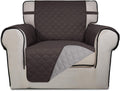 PureFit Reversible Quilted Sofa Cover, Water Resistant Slipcover Furniture Protector, Washable Couch Cover with Non Slip and Elastic Straps for Kids, Dogs, Pets (Chair, Chocolate/Beige)