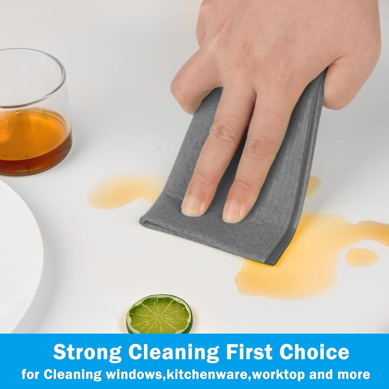 HOMEXCEL Swedish Dishcloths for Kitchen 20 Pack, Sponge Dish Cloth for Counters & Washing Dishes, Reusable and Absorbent Paper Towels, Grey