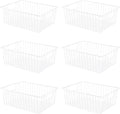 Upright Freezer Organizer Bins，Freezer Storage Baskets for 16, 17, 21 cu.ft Standup Freezer, Wire Storage Baskets with Built-in Handles, 6Pcs , White