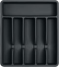 Silicone Silverware Drawer Organizer – Non-Slip Utensil Holder for Kitchen Drawers | Cutlery Tray for Forks, Knives, Spoons & More | Durable, BPA-Free, Easy to Clean – Black