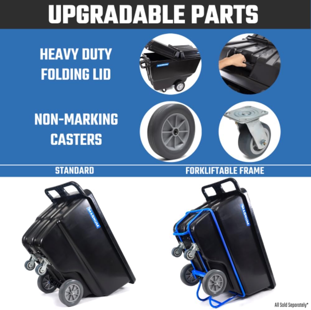 Tilt Truck, 1/2 Cu. Yd. Capacity Dump Cart with Non-Marking 12” Wheels & 5” Casters & Forklift-able Frame for Jobsites, 850 lbs, Trash Cart with Wheels DUC12T-F-NM-02PK (2-Pack)