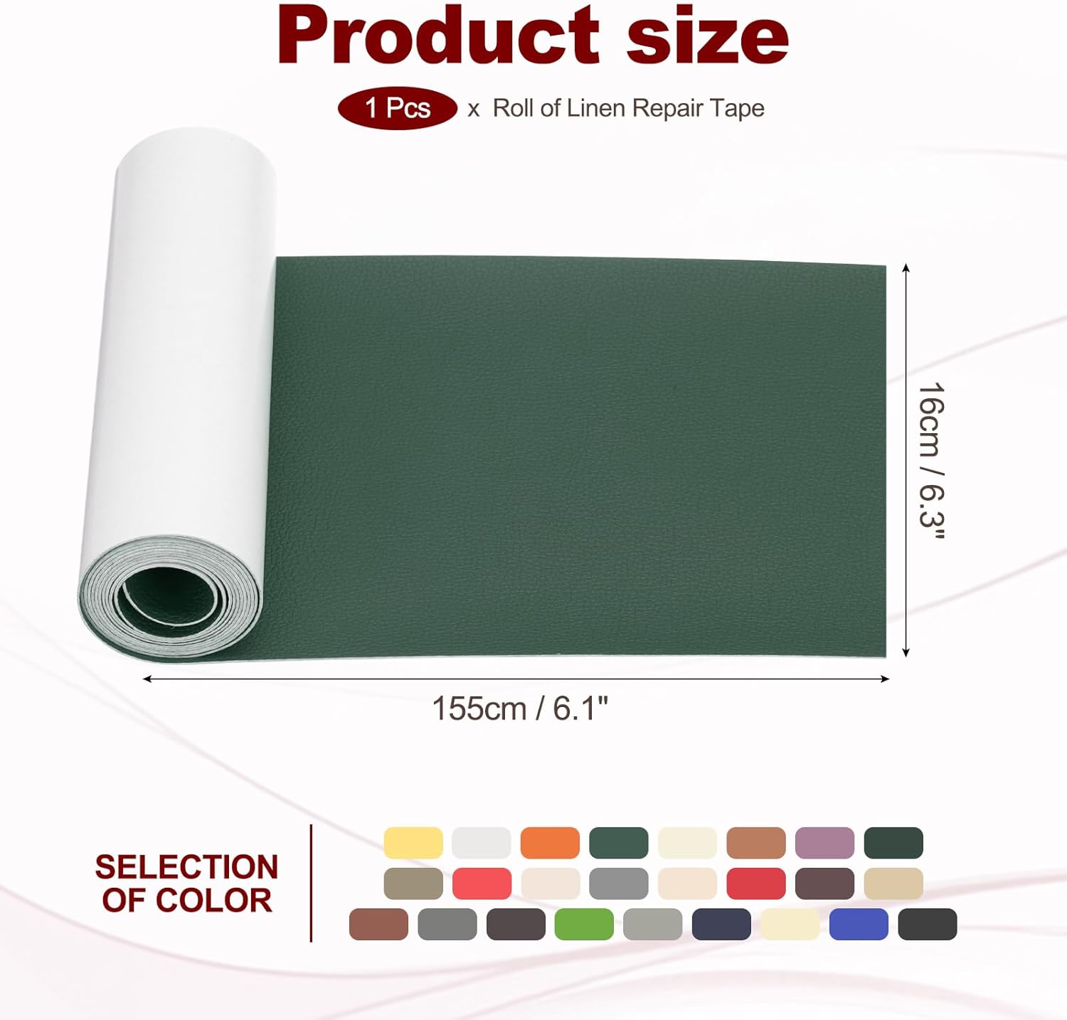 PATIKIL Leather Patches Tape for Furniture, 6.3 x 61 Inch Self Adhesive Vinyl Leather Repair Kit Cover Sheet for Couch, Sofa, Car Seats, Office Chair, Emerald Green