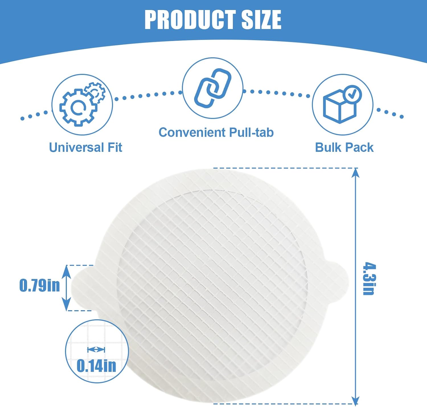 60 Pack Disposable Shower Drain Hair Catcher Hair Trap Drain Covers 4.4” Extra-Wide Mesh Hair Catcher for Shower, Sink, Laundry & Bathtub