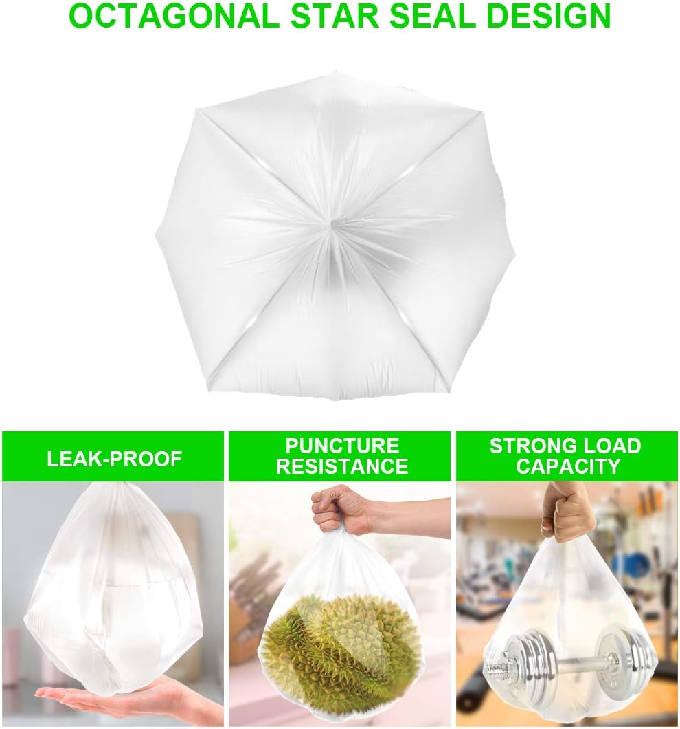 FORID 1.2 Gallon Garbage Bags, 220 Count, Small, Clear –Wastebasket Bin Liners for Bathroom, Bedroom, Office, Garbage Can - Durable & Thick Trash Bag