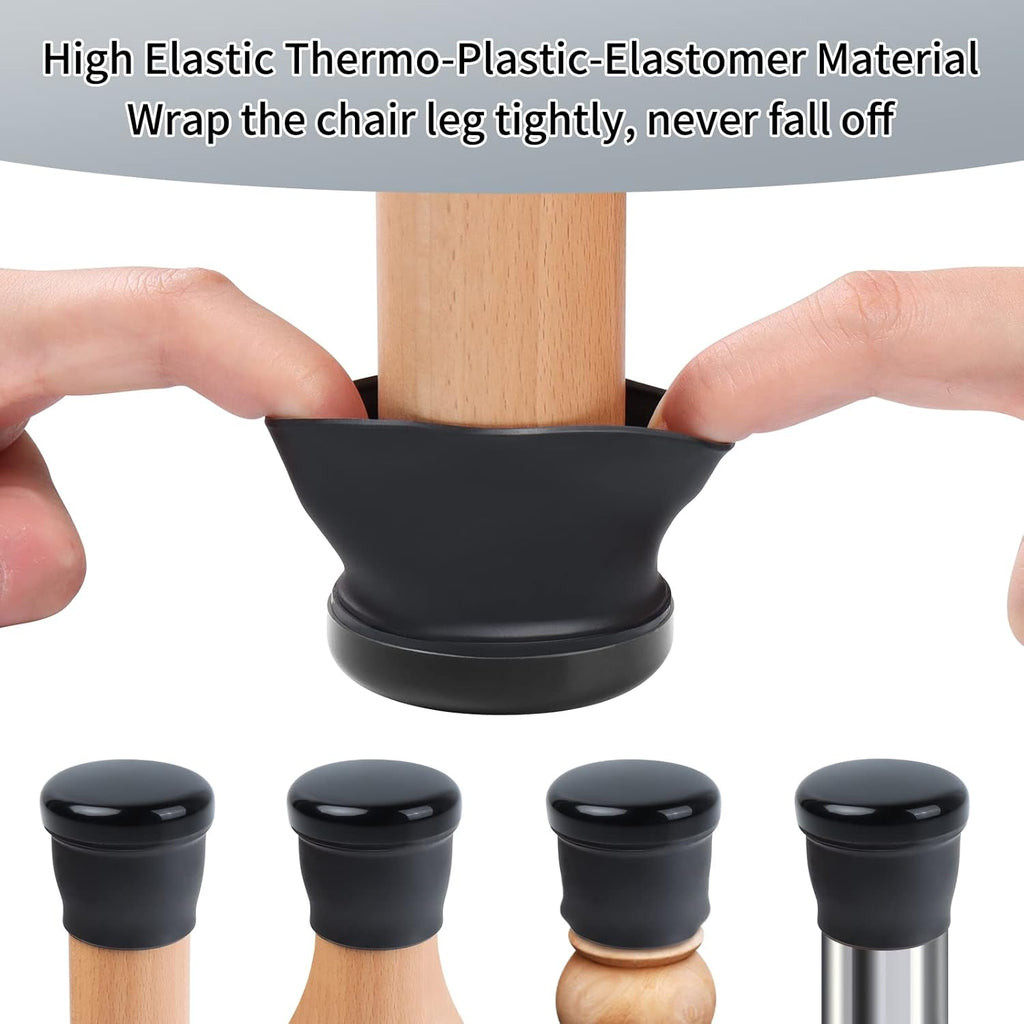Ezprotekt 24 Pcs Large Black Chair Leg Sliders for Carpet, Round Chair Glides for Rug, Teflon Furniture Pad Bar Stool Leg Protectors Caps to Slide Smooth (XL Fit: 1-2/5" to 1-13/20")