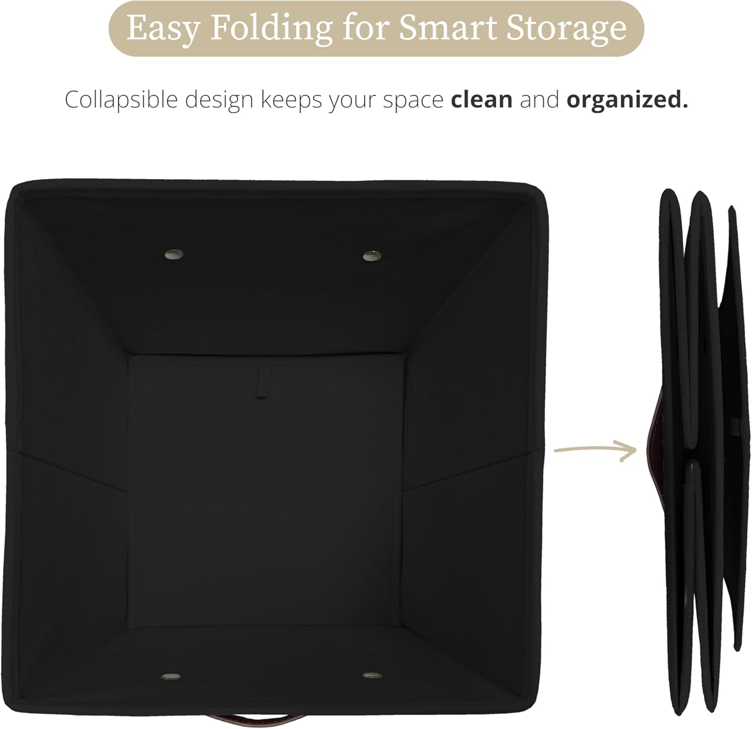 DECOMOMO Storage Cubes, 13x13x13 Storage Cube Bins with Labels, Fabric Organizer Bins (13" / 6pcs, Black)