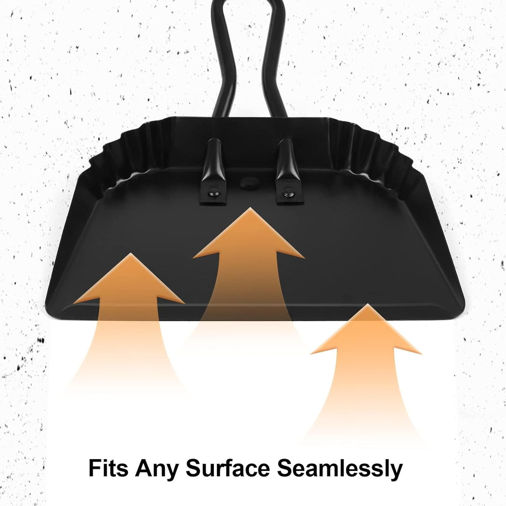 Dust Pan and Brush Set-Handheld Angled DustPan and Hand Broom Set, Large dust pan with handle,Heavy Duty Metal Dustpan and Brush Set Home For Small Item Sweeping Rubber Coated Easy to Grasp Handle