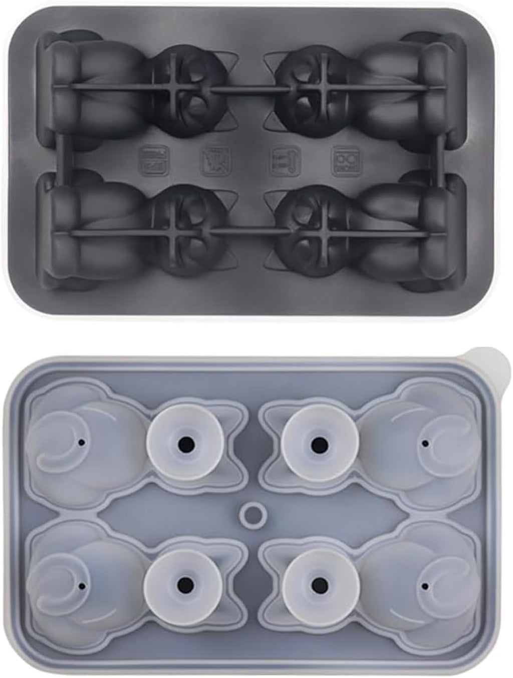 Cute 3D Cat Silicone Ice Cube Tray Mold Cartoon Animal Ice Box BPA-Free (Black)