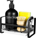 TEZZ Sponge Holder for Kitchen Sink- Stainless Steel Kitchen Sink Caddy for Organizing Sponge, Brush & Soap Dish Dispenser, coutertop Organizer Rack with Adhesive or Counter top, Black
