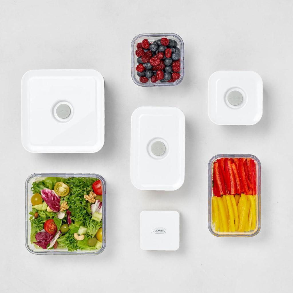 VAKUEN Premium Airtight Food Storage Containers, Square 2PC/Set(1.48qt/1.4Lx2pcs), Smart One-Click Seal Lid, No Hinges, 100% Leak Proof, BPA-FREE, Dishwasher, Freezer & Microwave Safe