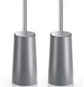 Toilet Brush and Holder, 2 Pack Toilet Brush with 304 Stainless Steel Long Handle, Toilet Bowl Brush for Bathroom Toilet-Ergonomic, Elegant,Durable (Grey)